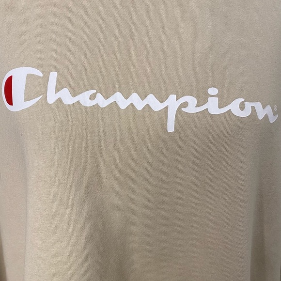 Women’s Champion script crew jumper light taupe size L pullover Cotton polyester - Picture 5 of 7
